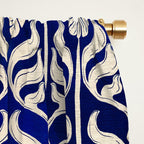 Art Deco Florals On Dark Blue Window Curtain Gallery Image 2