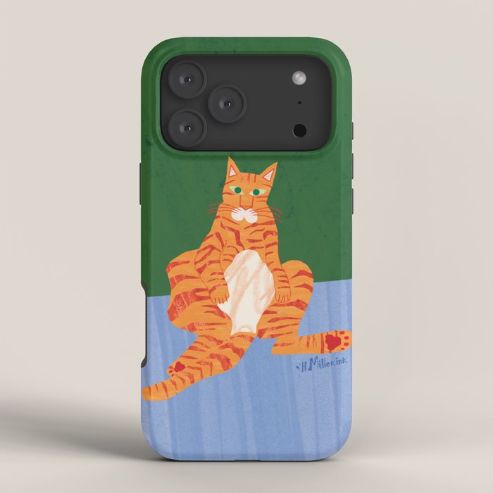 Chill Cat in Orange & Green iPhone Case Gallery Image 4