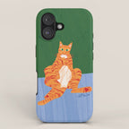Chill Cat in Orange & Green iPhone Case Gallery Image 1