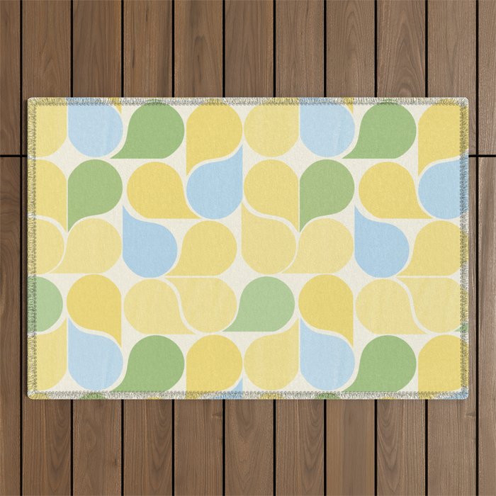 Playful Pastel Geometric Raindrop Pattern Outdoor Rug Gallery Image 1