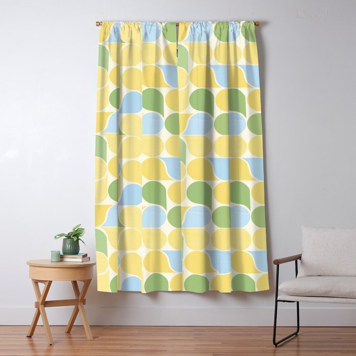 Playful Pastel Geometric Raindrop Pattern Window Curtain Gallery Image 5