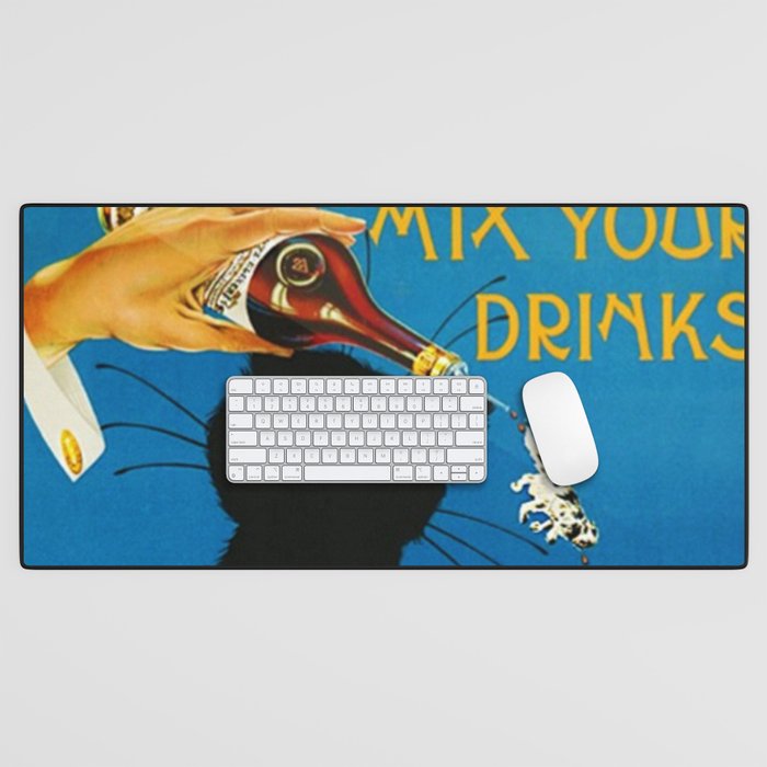 Mix Your Drinks with Catz (Cats) Bitters Aperitif Liquor Vintage Advertising Poster Desk Mat Gallery Image 1