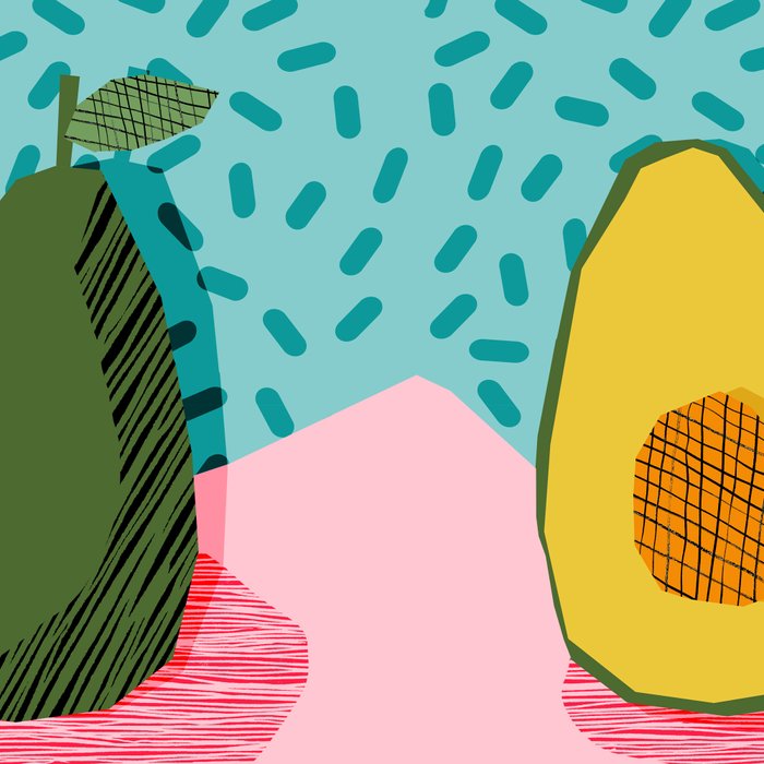 Choice - wacka memphis throwback retro neon fruit avocado vegetable vegan vegetarian art decor Coffee Mug Gallery Image 2