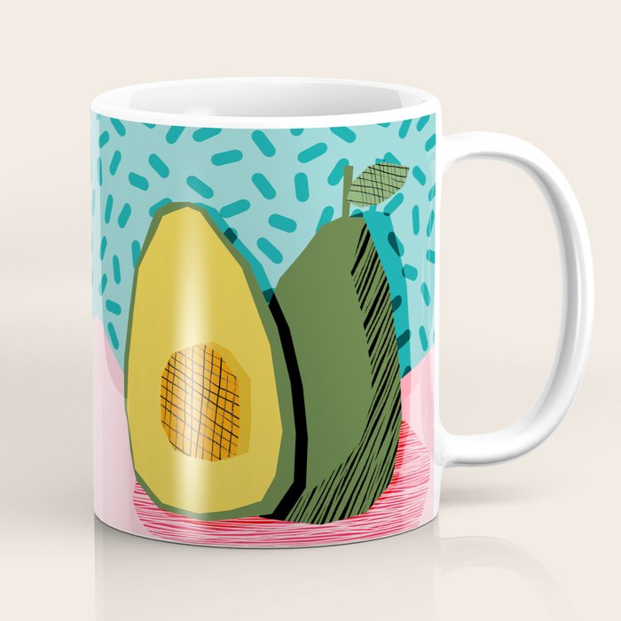 Choice - wacka memphis throwback retro neon fruit avocado vegetable vegan vegetarian art decor Coffee Mug Gallery Image 1