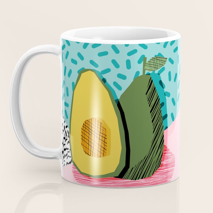 Choice - wacka memphis throwback retro neon fruit avocado vegetable vegan vegetarian art decor Coffee Mug Gallery Image 3