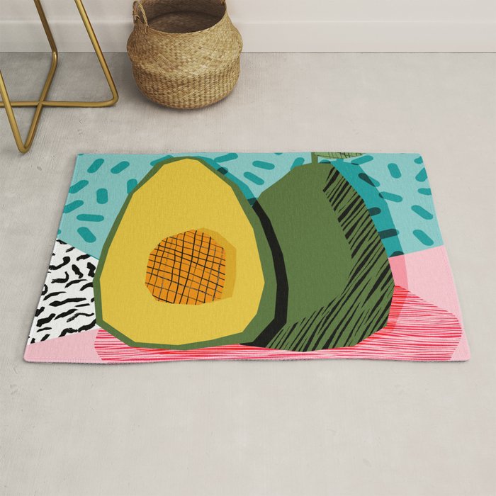 Choice - wacka memphis throwback retro neon fruit avocado vegetable vegan vegetarian art decor Rug Gallery Image 1