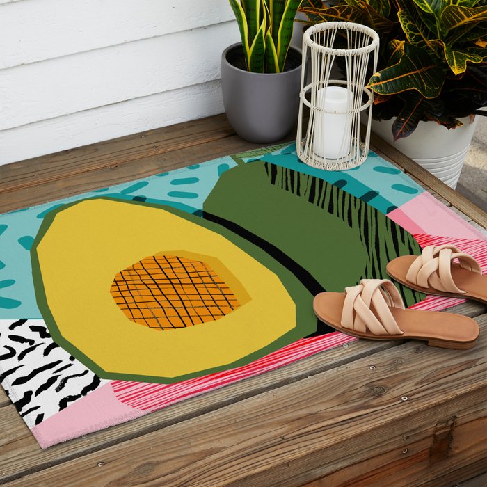 Choice - wacka memphis throwback retro neon fruit avocado vegetable vegan vegetarian art decor Outdoor Rug Gallery Image 2