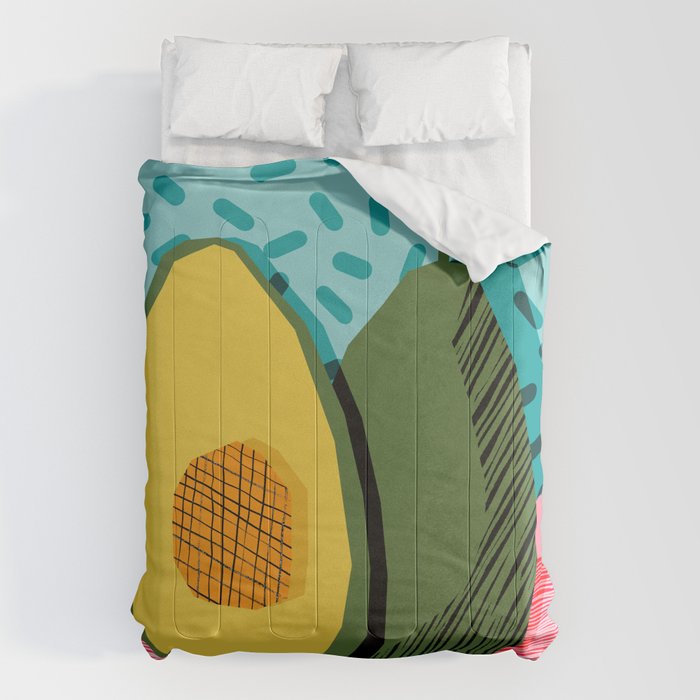 Choice - wacka memphis throwback retro neon fruit avocado vegetable vegan vegetarian art decor Comforter Gallery Image 6