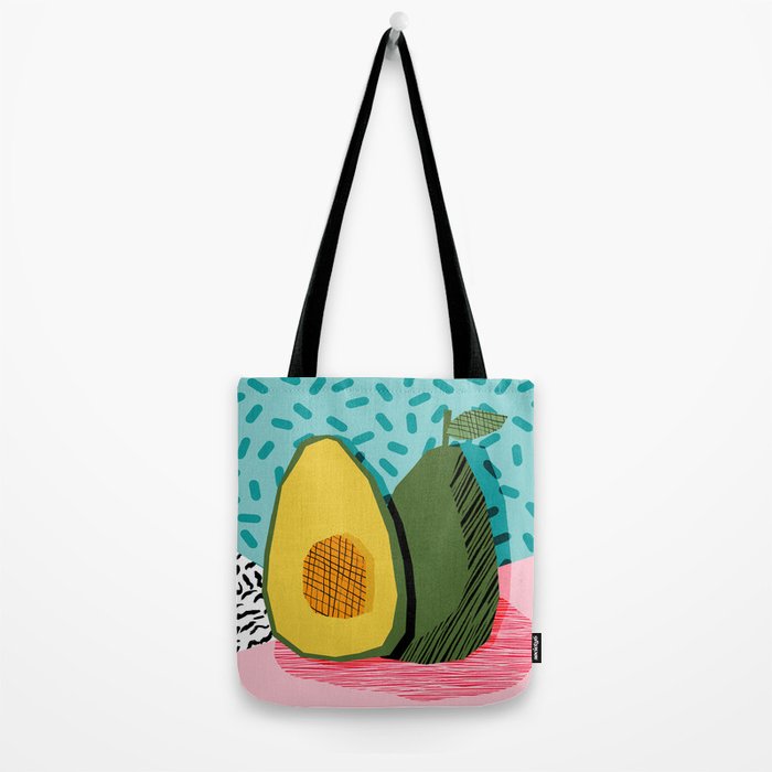 Choice - wacka memphis throwback retro neon fruit avocado vegetable vegan vegetarian art decor Tote Bag Gallery Image 2