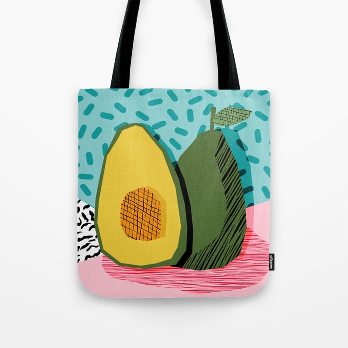 Choice - wacka memphis throwback retro neon fruit avocado vegetable vegan vegetarian art decor Tote Bag Gallery Image 1