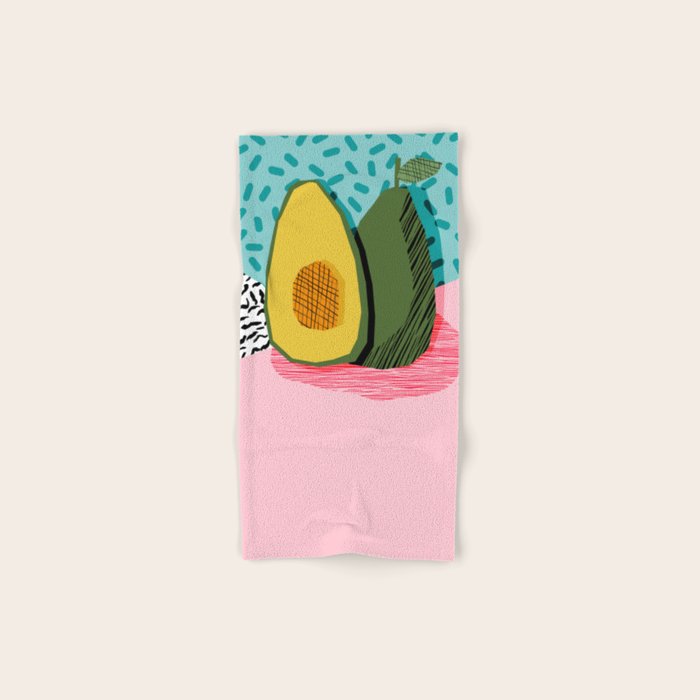Choice - wacka memphis throwback retro neon fruit avocado vegetable vegan vegetarian art decor Bath Towel Gallery Image 1