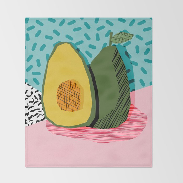 Choice - wacka memphis throwback retro neon fruit avocado vegetable vegan vegetarian art decor Throw Blanket Gallery Image 2