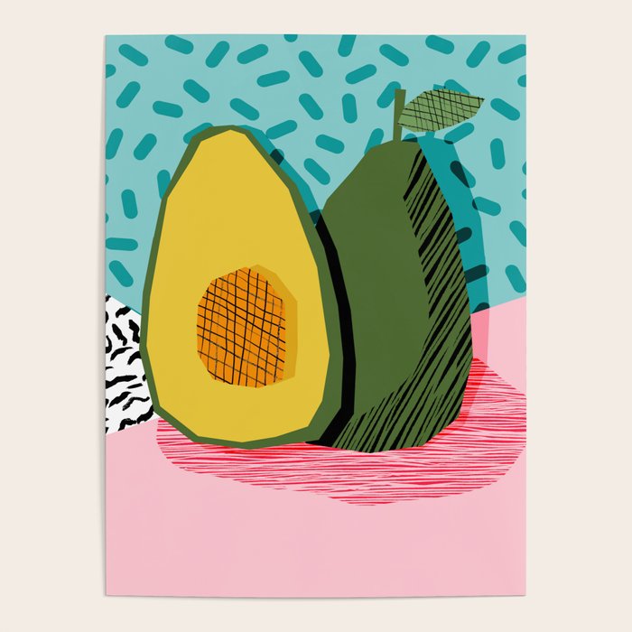 Choice - wacka memphis throwback retro neon fruit avocado vegetable vegan vegetarian art decor Poster Gallery Image 4
