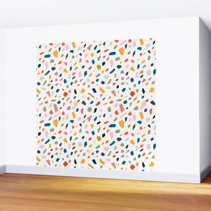 Terrazzo, Abstract Quirky Shapes Bohemian Modern Pattern Confetti Celebration Random Colorful Shapes Wall Mural Gallery Image 2