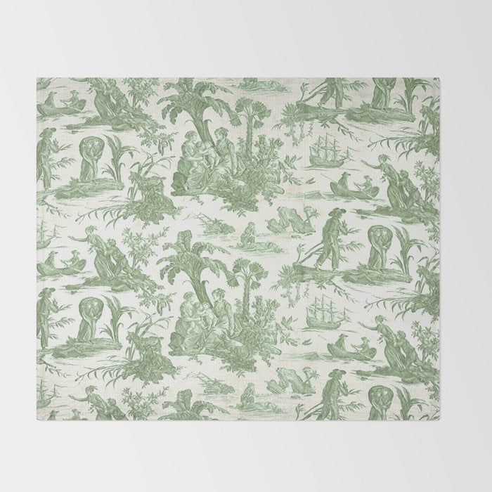 Antique 19th Century 'Paul et Virginie' Lovers Toile de Jouy Throw Blanket Gallery Image 2