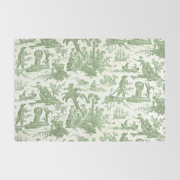 Antique 19th Century 'Paul et Virginie' Lovers Toile de Jouy Rug Gallery Image 2