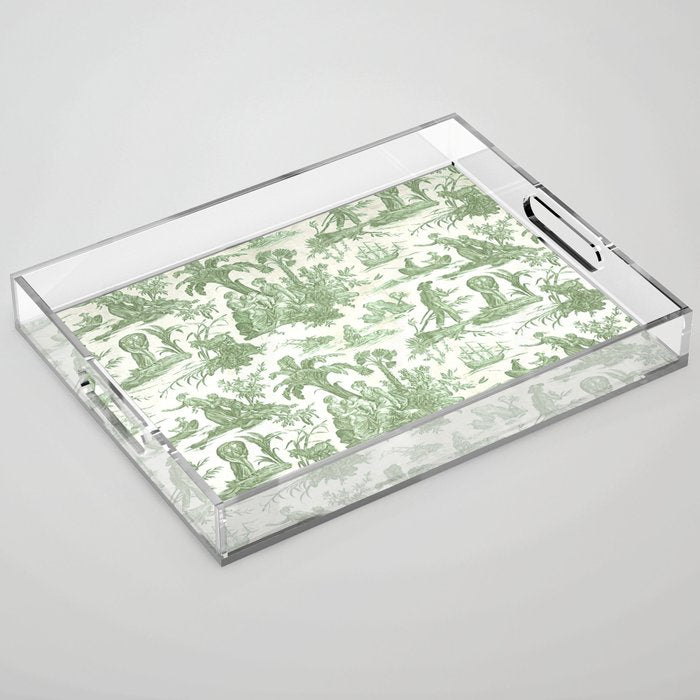Antique 19th Century 'Paul et Virginie' Lovers Toile de Jouy Acrylic Tray Gallery Image 1