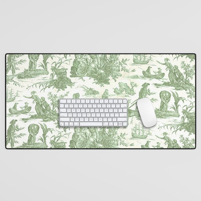 Antique 19th Century 'Paul et Virginie' Lovers Toile de Jouy Desk Mat Gallery Image 1