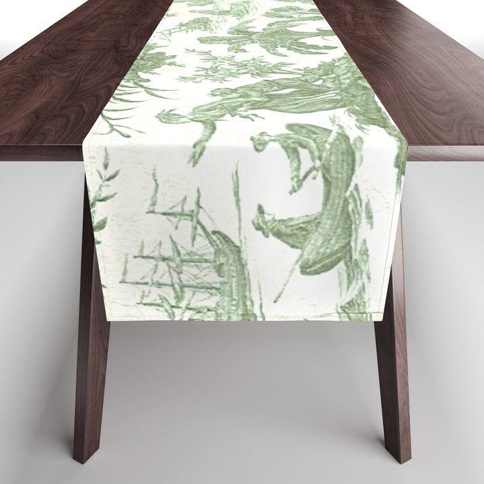 Antique 19th Century 'Paul et Virginie' Lovers Toile de Jouy Table Runner Gallery Image 1