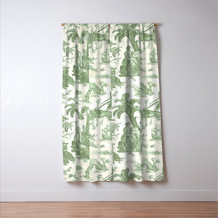 Antique 19th Century 'Paul et Virginie' Lovers Toile de Jouy Window Curtain Gallery Image 3