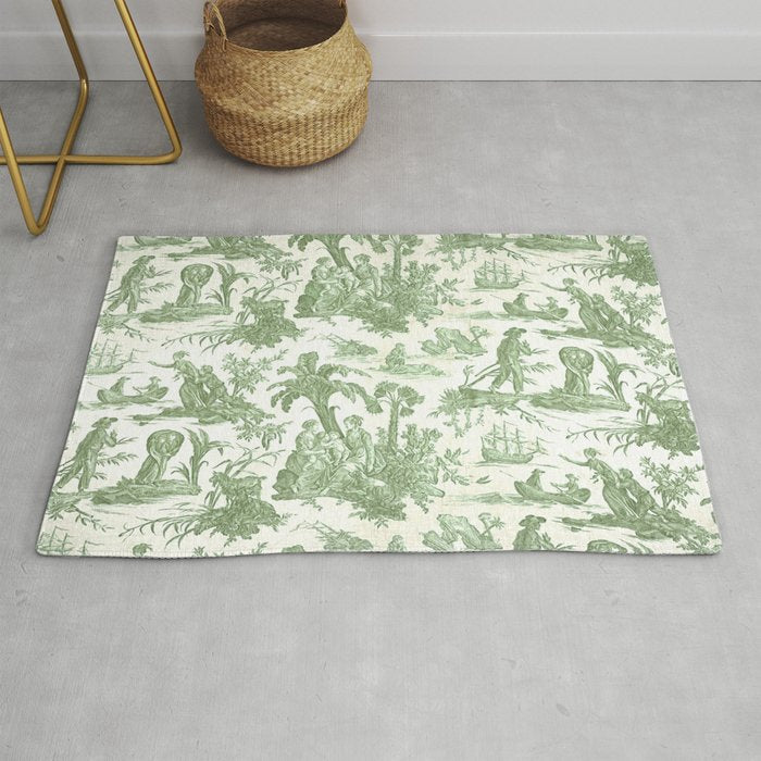 Antique 19th Century 'Paul et Virginie' Lovers Toile de Jouy Rug Gallery Image 1
