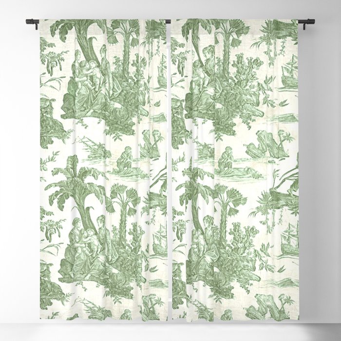 Antique 19th Century 'Paul et Virginie' Lovers Toile de Jouy Window Curtain Gallery Image 5
