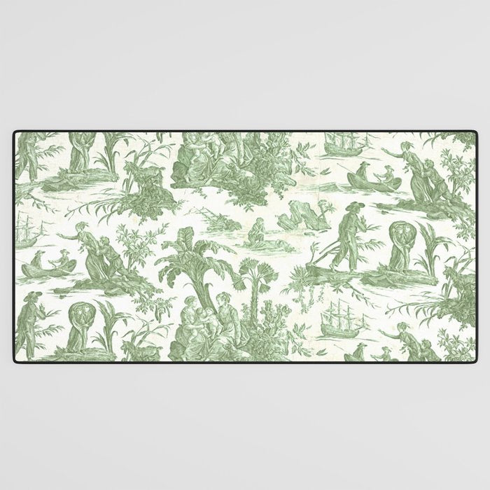 Antique 19th Century 'Paul et Virginie' Lovers Toile de Jouy Desk Mat Gallery Image 3