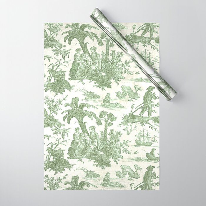 Antique 19th Century 'Paul et Virginie' Lovers Toile de Jouy Wrapping Paper Gallery Image 1