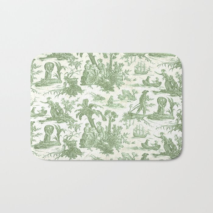 Antique 19th Century 'Paul et Virginie' Lovers Toile de Jouy Bath Mat Gallery Image 1