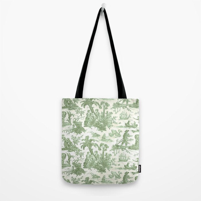 Antique 19th Century 'Paul et Virginie' Lovers Toile de Jouy Tote Bag Gallery Image 2