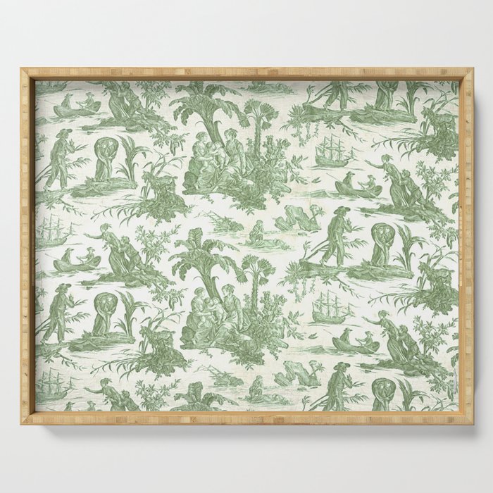 Antique 19th Century 'Paul et Virginie' Lovers Toile de Jouy Serving Tray Gallery Image 1