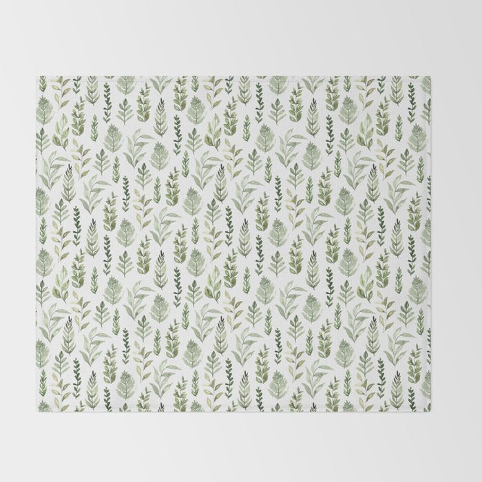 Watercolor leaves Throw Blanket Gallery Image 2