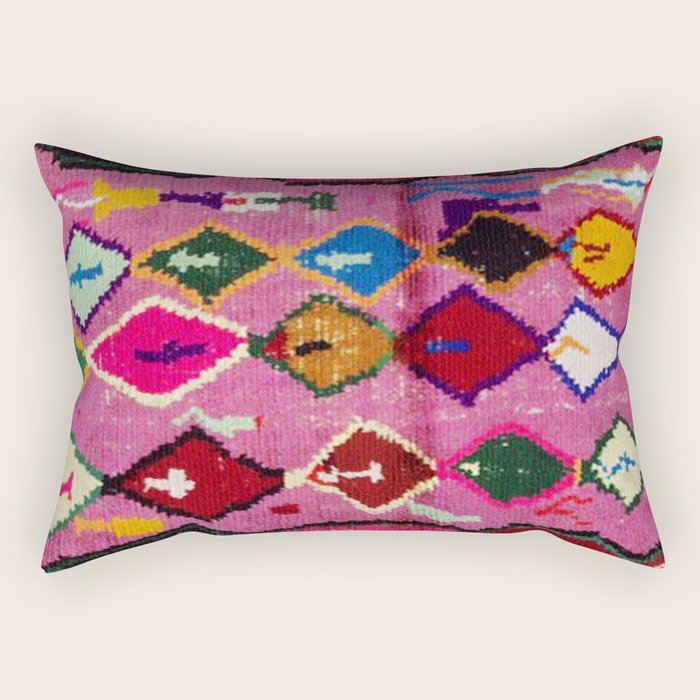 Very Colorful Retro Moroccan Rug Print Rectangular Pillow Gallery Image 2
