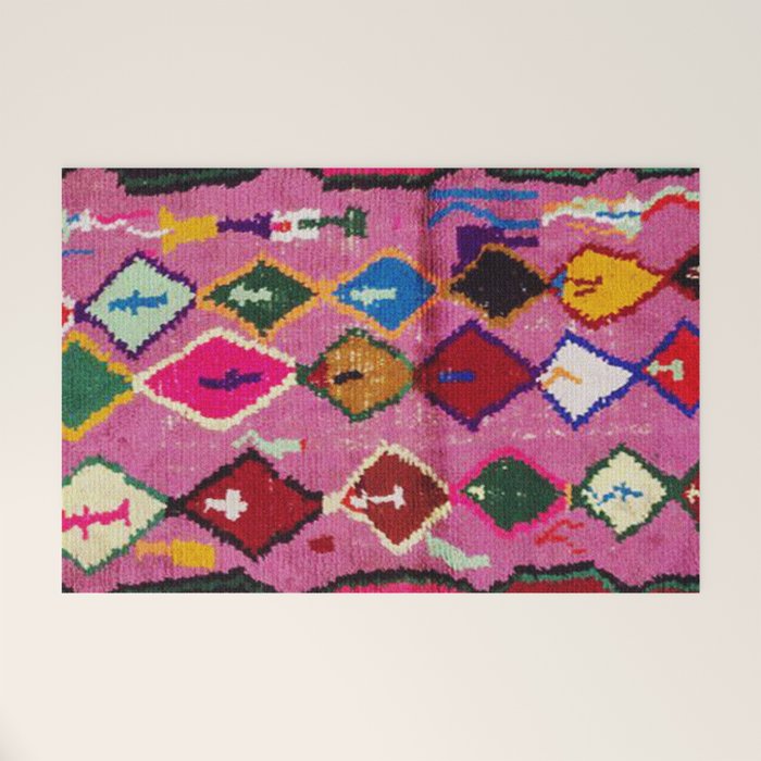 Very Colorful Retro Moroccan Rug Print Welcome Mat Gallery Image 1