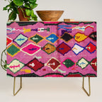 Very Colorful Retro Moroccan Rug Print Credenza Gallery Image 1