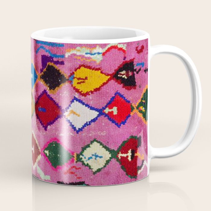 Very Colorful Retro Moroccan Rug Print Coffee Mug Gallery Image 1