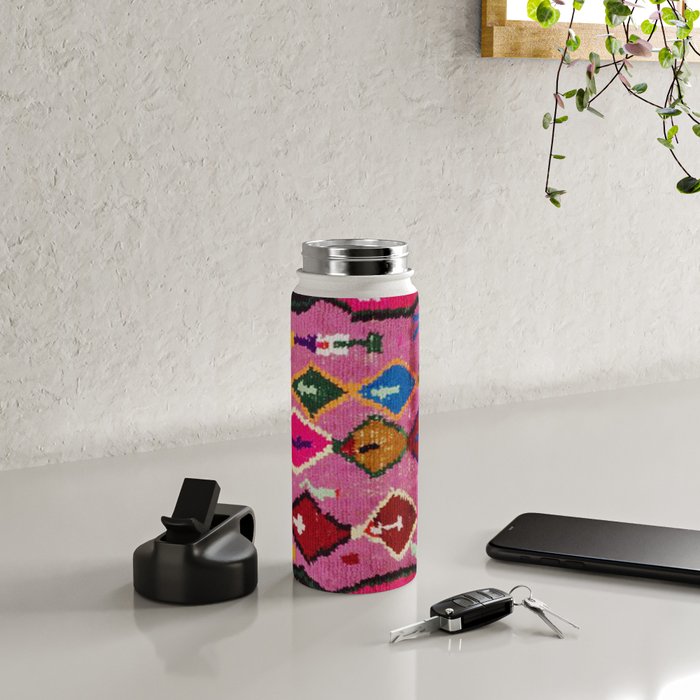Very Colorful Retro Moroccan Rug Print Water Bottle Gallery Image 4