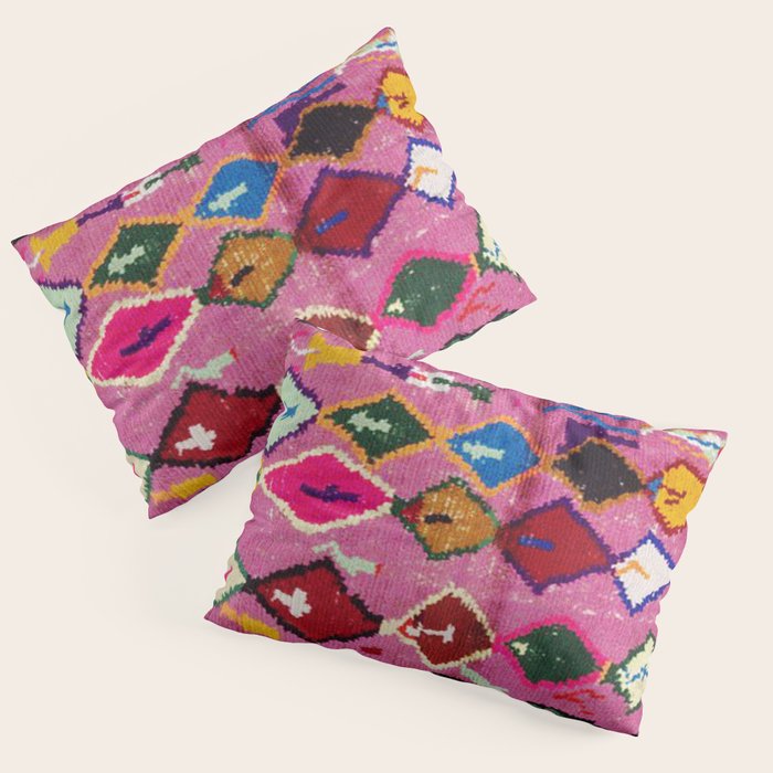 Very Colorful Retro Moroccan Rug Print Pillow Sham Gallery Image 1