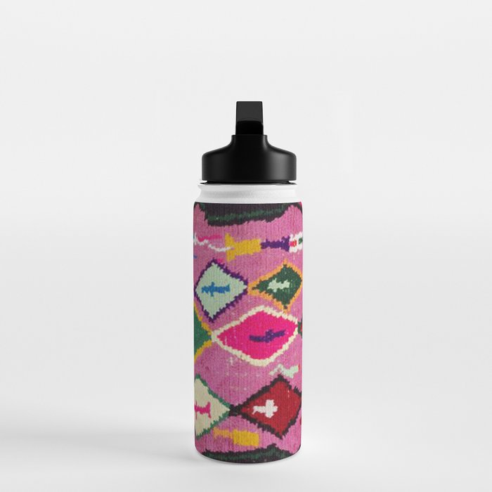 Very Colorful Retro Moroccan Rug Print Water Bottle Gallery Image 3