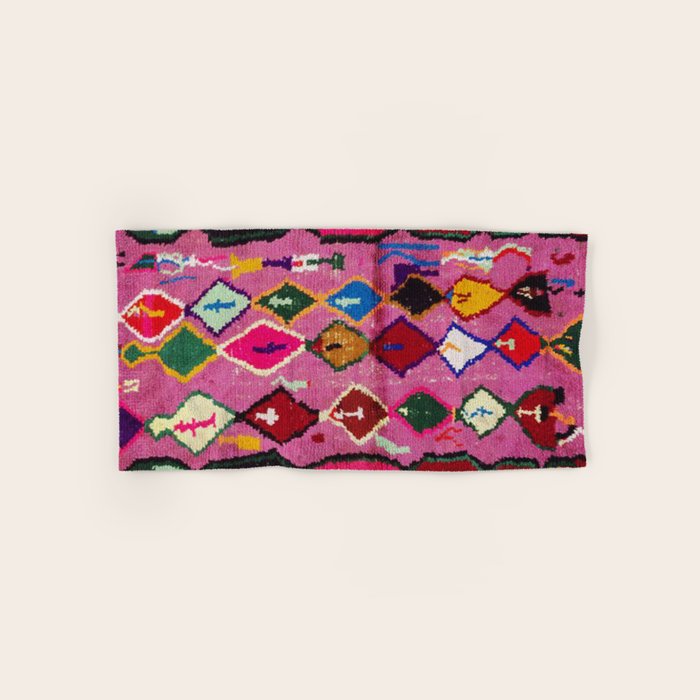 Very Colorful Retro Moroccan Rug Print Bath Towel Gallery Image 1