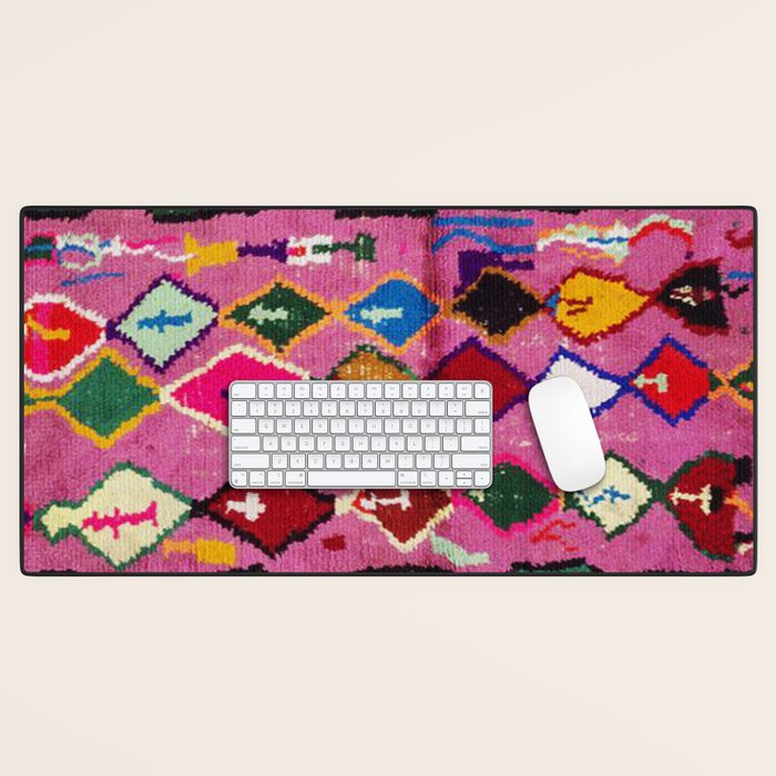 Very Colorful Retro Moroccan Rug Print Desk Mat Gallery Image 1