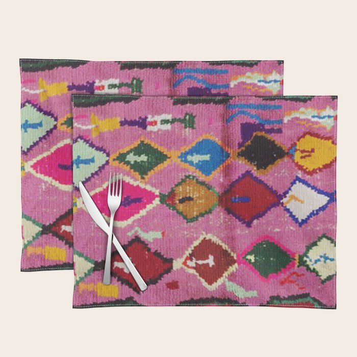 Very Colorful Retro Moroccan Rug Print Placemat Gallery Image 1