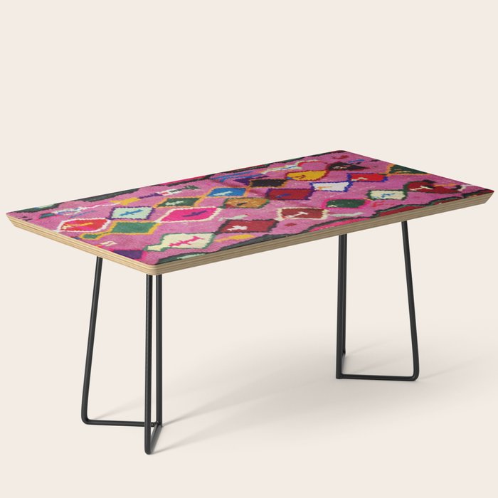 Very Colorful Retro Moroccan Rug Print Coffee Table Gallery Image 1