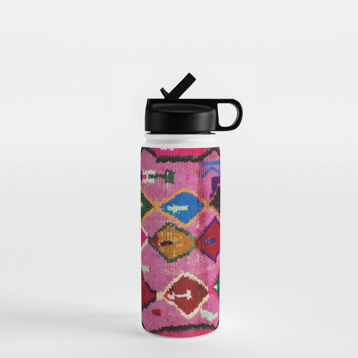 Very Colorful Retro Moroccan Rug Print Water Bottle Gallery Image 1