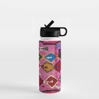 Very Colorful Retro Moroccan Rug Print Water Bottle Gallery Image 1