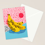 What It Is - memphis throwback banana fruit retro minimal pattern neon bright 1980s 80s style art Stationery Card Gallery Image 2