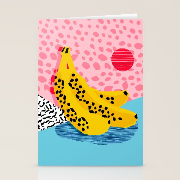 What It Is - memphis throwback banana fruit retro minimal pattern neon bright 1980s 80s style art Stationery Card Gallery Image 1