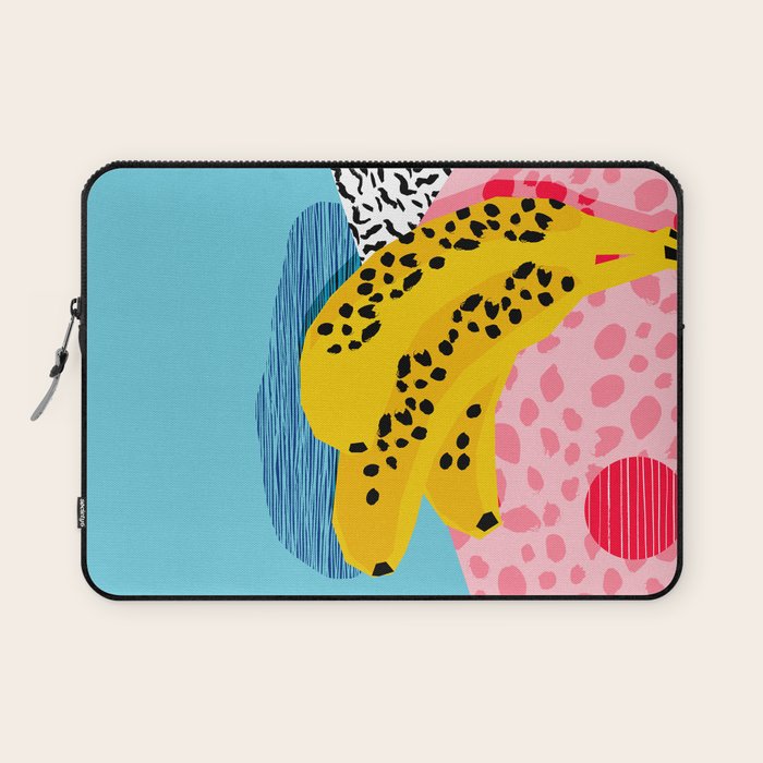 What It Is - memphis throwback banana fruit retro minimal pattern neon bright 1980s 80s style art Laptop Sleeve Gallery Image 1