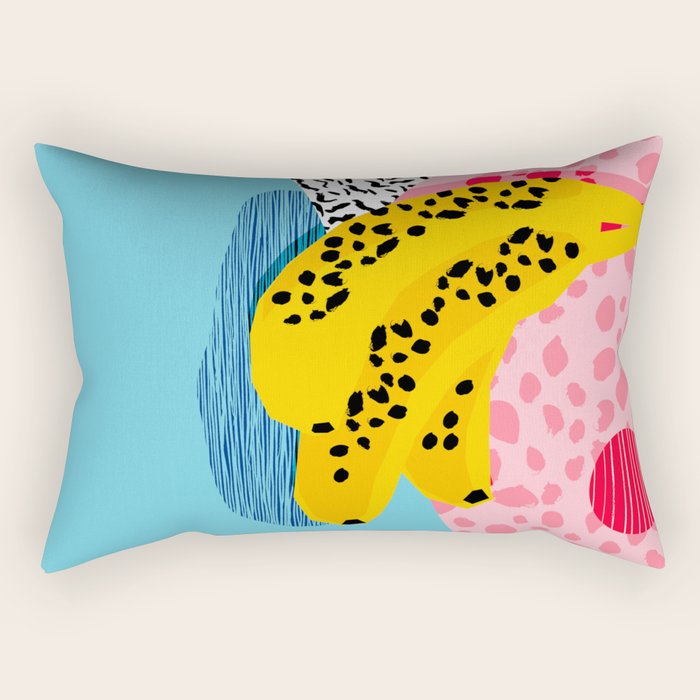 What It Is - memphis throwback banana fruit retro minimal pattern neon bright 1980s 80s style art Rectangular Pillow Gallery Image 1