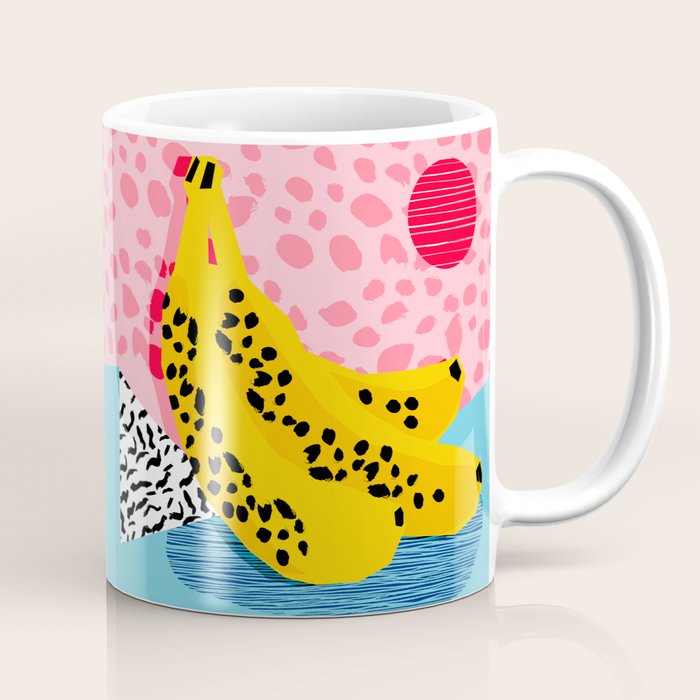 What It Is - memphis throwback banana fruit retro minimal pattern neon bright 1980s 80s style art Coffee Mug Gallery Image 1